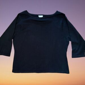 Vintage Willi Smith Silk + Cotton Blend Boatneck Cropped Black Sweater size XL